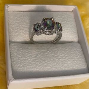 Elegant Silver Multicolor Gemstone Ring